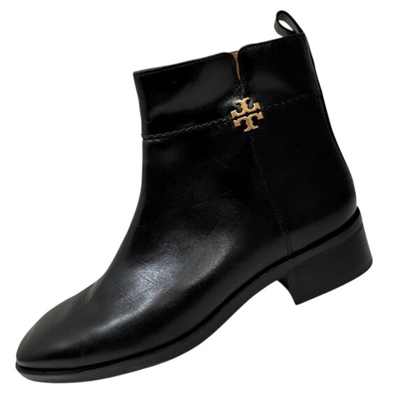 Tory Burch Everly Flat Boot, Perfect Black w gold logo , 9 1/2 NEW - Picture 1 of 6